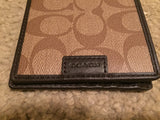 Genuine Coach Men's Heritage Signature Double Billfold Wallet Khaki & Brown